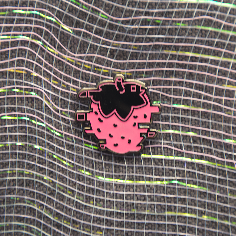 Glitch Strawb Enamel Pin