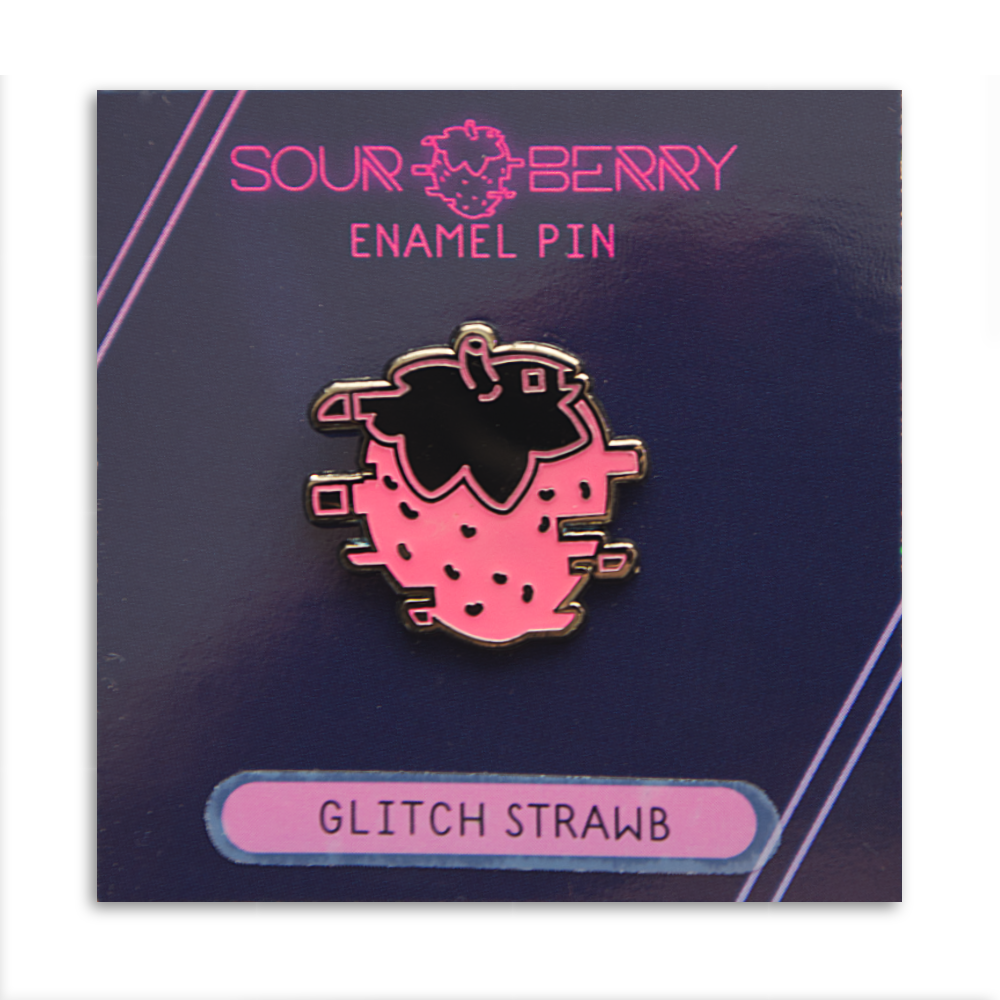 Glitch Strawb Enamel Pin