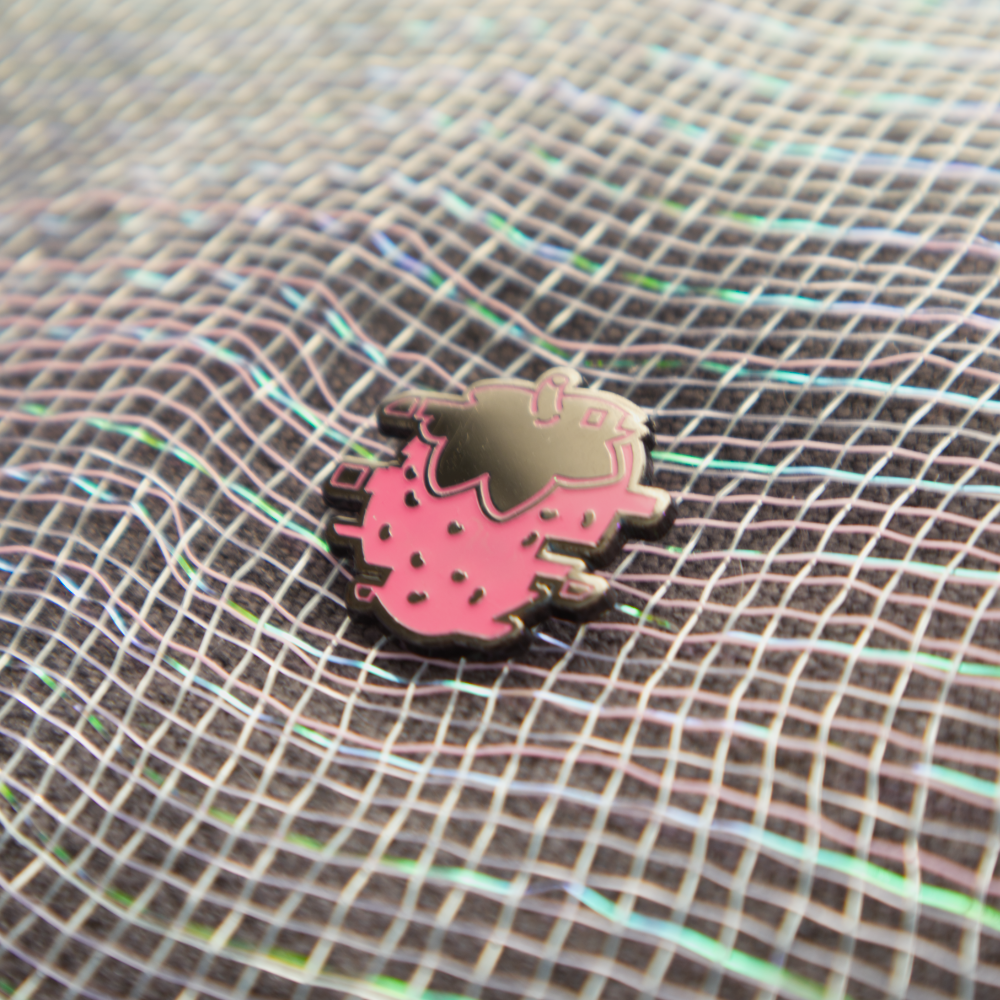 Glitch Strawb Enamel Pin