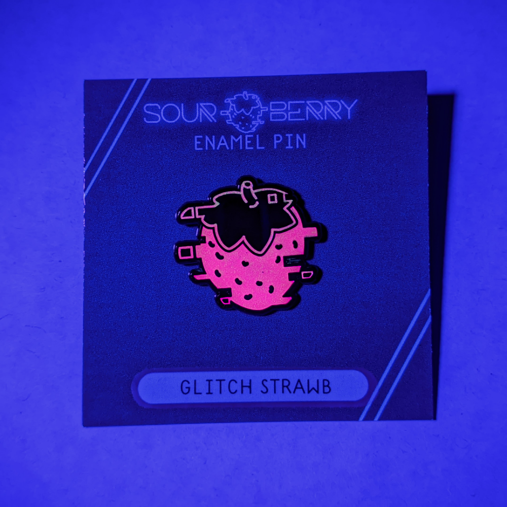 Glitch Strawb Enamel Pin