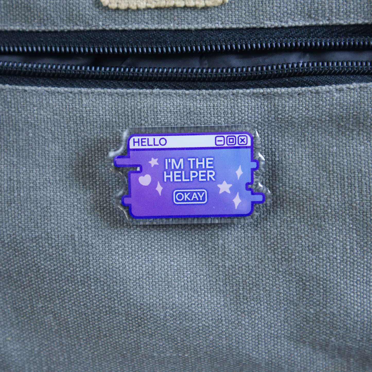 "I'm the Helper" System Message Acrylic Badge