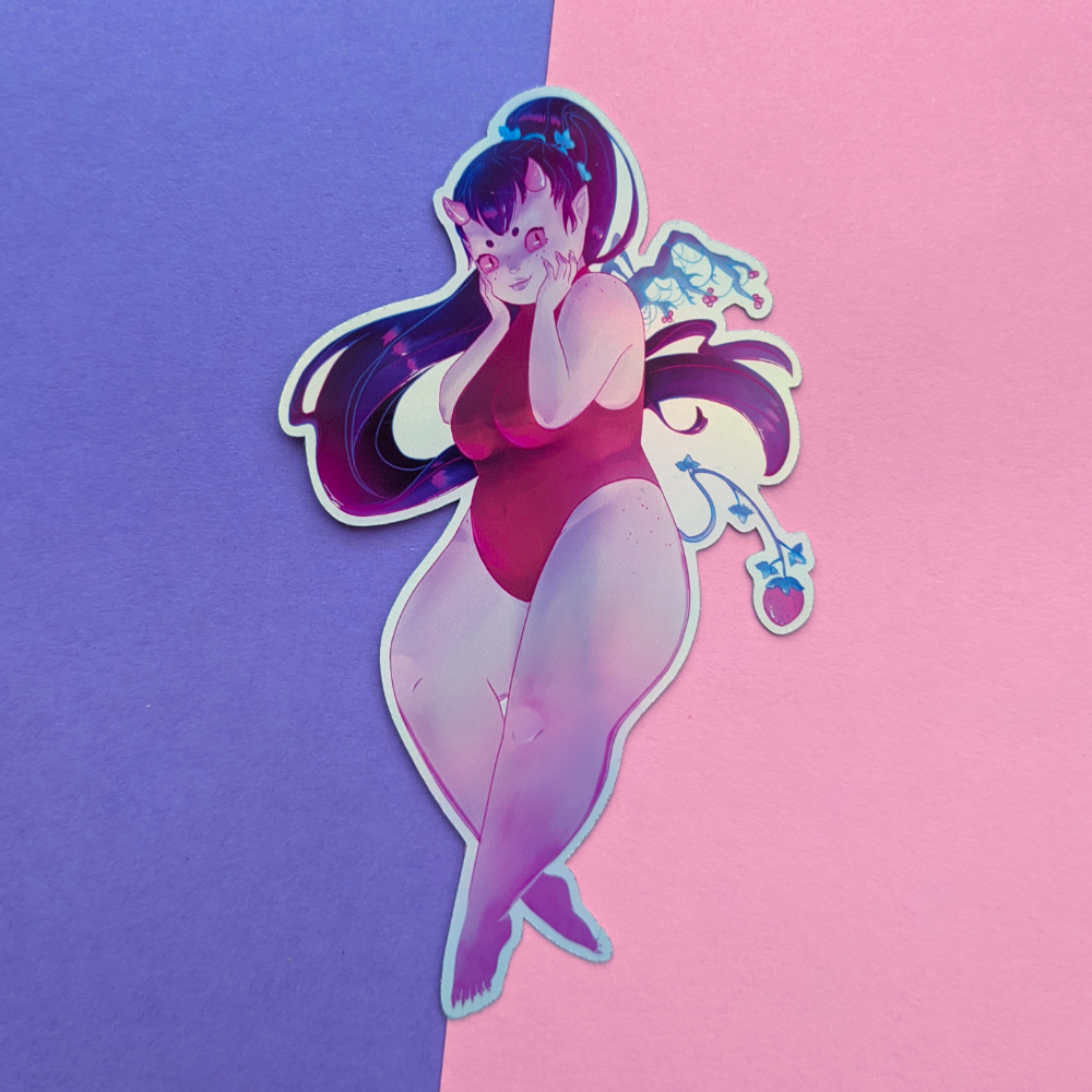 Strawberry Imp Holographic Sticker