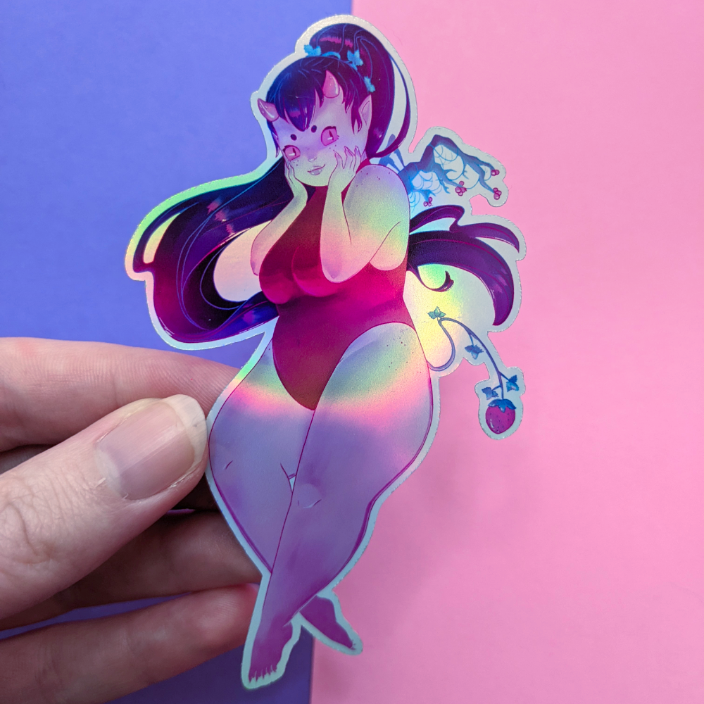 Strawberry Imp Holographic Sticker