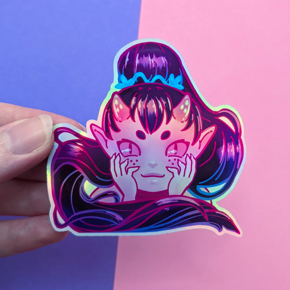 Imp Peeker Holographic Sticker