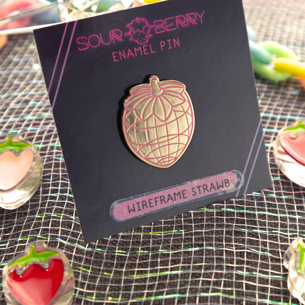 Wireframe Strawb Enamel Pin